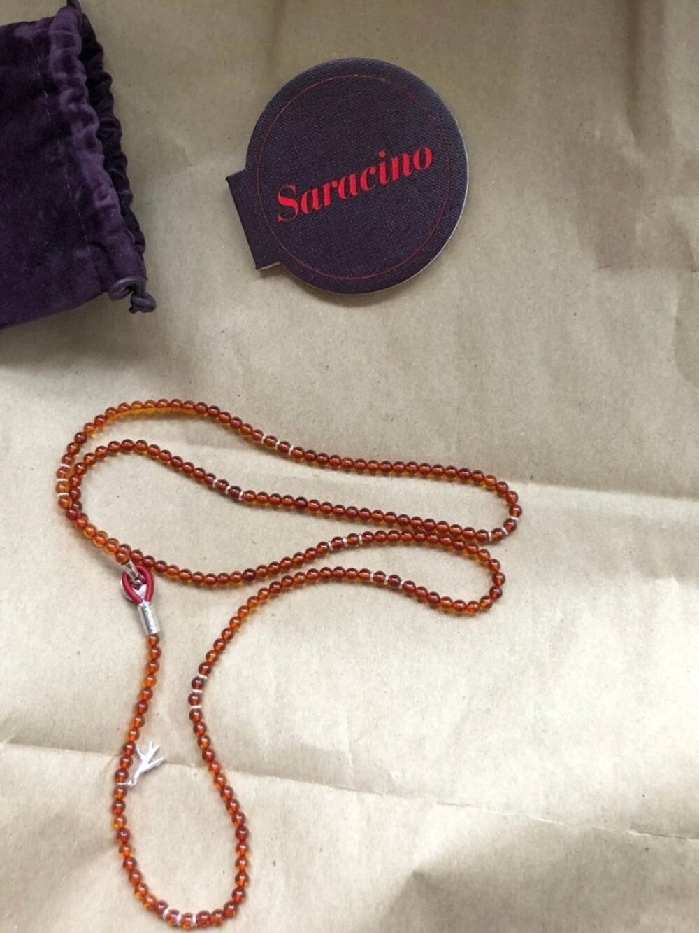 Isaia Silver Hematite Wrap Bracelet Orange Saracino Jewlery Men's haematite